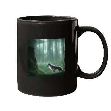 Discover White wolf in the forest Mugs