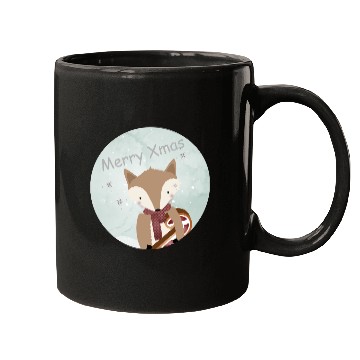 Discover cute fox for Christmas with candy cane Mugs