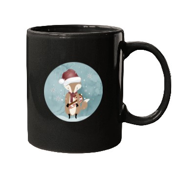 Discover cute fox for Christmas with candy cane Mugs