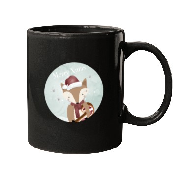 Discover cute fox for Christmas with candy cane Mugs