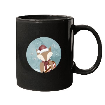 Discover cute fox for Christmas with Santa hat Mugs
