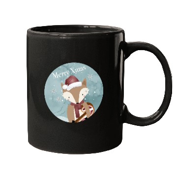 Discover cute fox for Christmas with Santa hat Mugs