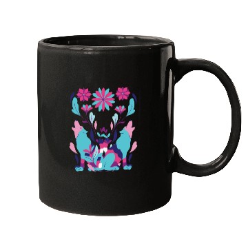 Discover Two Wolves And Flowers Abstract Mugs