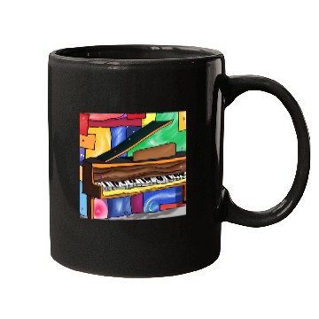 Discover A beautiful piano in front of a colorful art Mugs