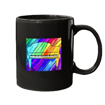 Discover piano in front of a colorful rainbow Mugs