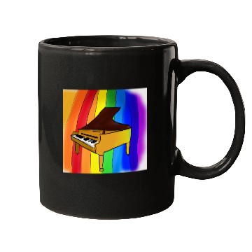 Discover piano in front of a colorful rainbow Mugs