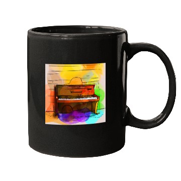 Discover A beautiful piano in front of a colorful wall Mugs