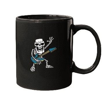 Discover Rock & Roll Skeleton Guitar Music Lover Rockstar Mugs