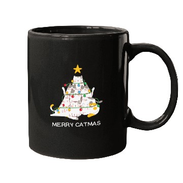 Discover Meowy And Bright Christmas Tree Lights Funny Meowy Mugs