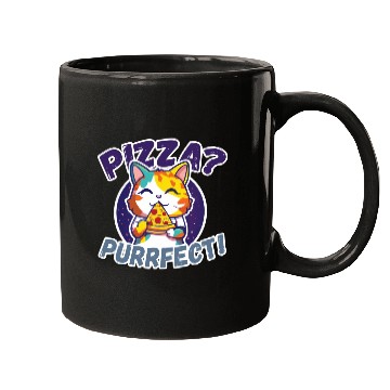 Discover Pizza Purrfect Cat eating Pizza Mugs
