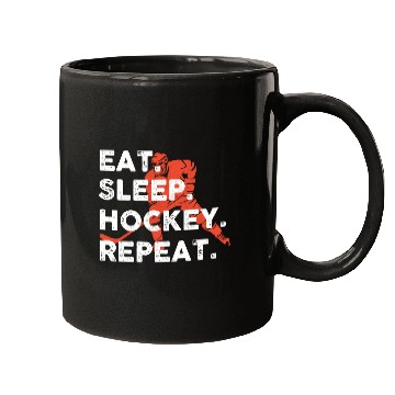 Discover Eat Sleep Hockey Repeat Hockey Funny Ice Hockey Mugs