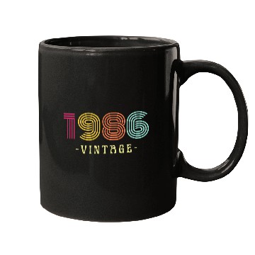 Discover Neon Rainbow Retro Birthday Year Vintage 1986 Mugs