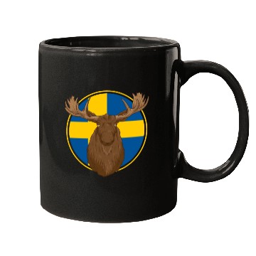 Discover Sweden Flag Sverige Moose Mugs