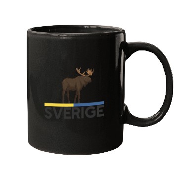 Discover Sweden Flag Sverige Moose Mugs