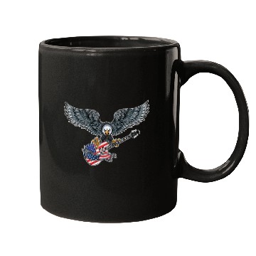 Discover Guitar Eagle USA Flag Patriotic Guitar Lovers US Mugs