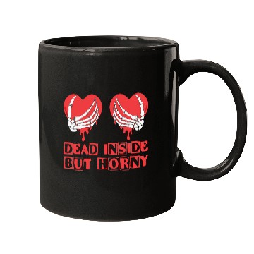 Discover Dead Inside but horny Valentine Meme Skull Gift Mugs