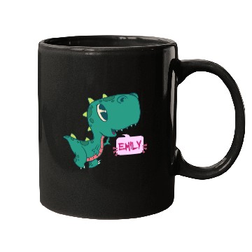 Discover EMILY - Lovely girl name with cute dinosaur Mugs