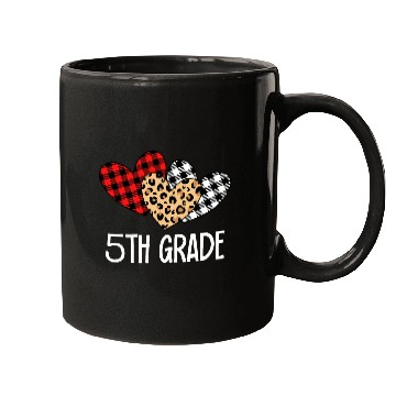 Discover Valentines Day Leopard 5th Grade Teacher Plaid. Mugs