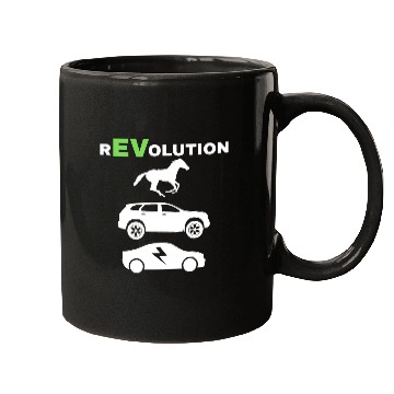 Discover EV rEVolution with GREEN EV Text Horse SUV EV VERT Mugs