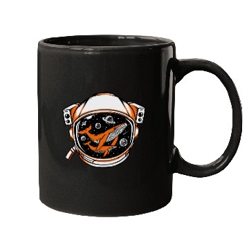 Discover Whales in astronaut helmet orange Mugs