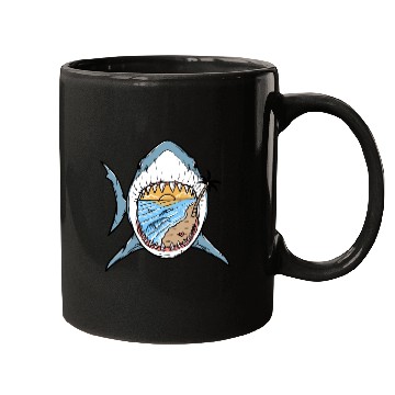 Discover Beach and surf in great white shark Mugs