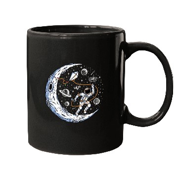 Discover Astronaut flying kite on moon Mugs