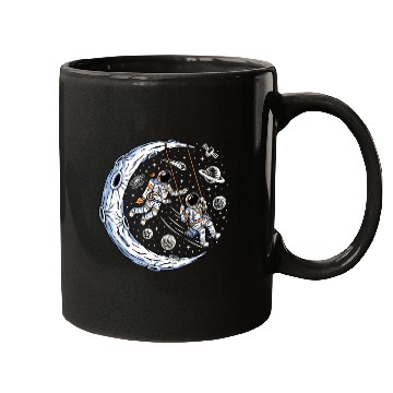 Discover Astronauts on swing on moon Mugs