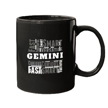 Discover Gemini Zodiac Star Sign Word Cloud Square Monochro Mugs