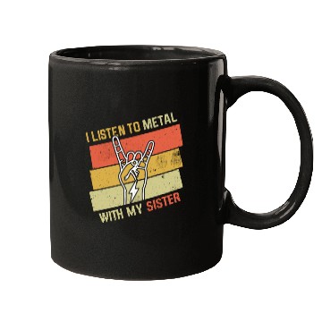 Discover Vintage Metal With Sister Metal Kid Music Lover Mugs