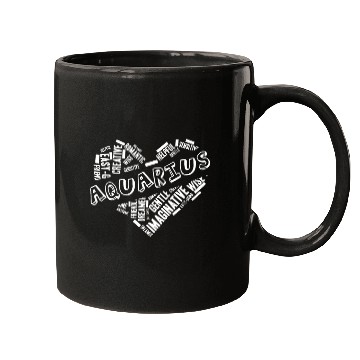 Discover Aquarius Heart Word Cloud Doodle Astrology Zodiac Mugs