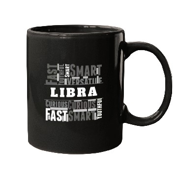 Discover Libra Zodiac Star Sign Word Cloud Square Monochrom Mugs