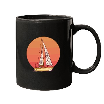 Discover Sunset sailing boat sea waves Sunset sailing boat Mugs