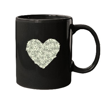 Discover US dollar heart shape, love money Mugs