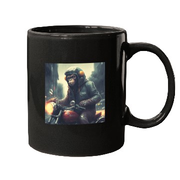 Discover monkey on motorcycle with cool leather jacket Mugs