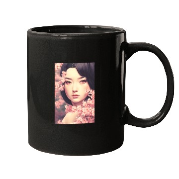 Discover japan girl portrait sakura blossom Japan wall art Mugs