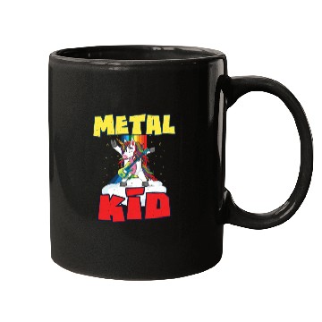 Discover Rock Sign Guitar Unicorn Rainbow Metal Kid Music Mugs