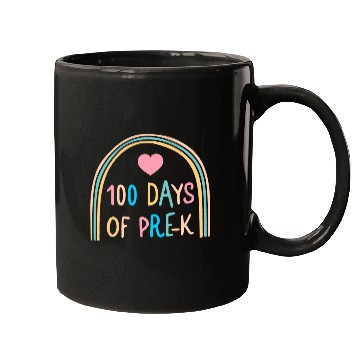 Discover School Mugs, 100 Days Of Pre-K Rainbow Heart Mugs