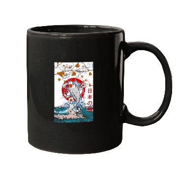 Discover Great Wave off Kanagawa Japanese Blossom Koi Fish Mugs