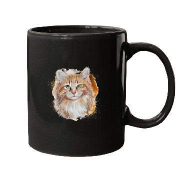Discover Watercolor Splash Beautiful Brown Cat Mugs