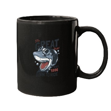 Discover shark ride rider race Mugs