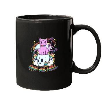 Discover Gay As Hell Creepy Cute Gay Pride Cat LGBT Rainbow Mugs