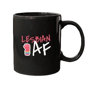 Discover Lesbian AF LGBT Graffiti Fist Pride Colors Mugs