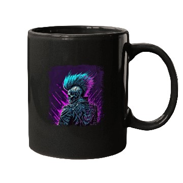 Discover Apocalyptic Neon Retro Punk Zombie Mugs