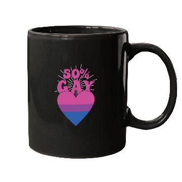 Discover 50% Gay Bisexual Pride Flag Heart LGBTQ Mugs