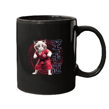 Discover Karate Cat, Karatedo Japanese Kanji Mugs