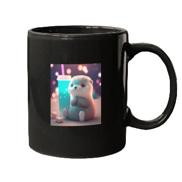 Discover Kawaii Otter Pet Otter Drinking Boba Tea Mugs