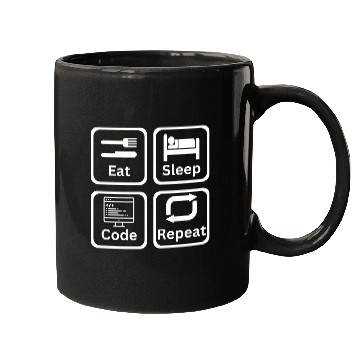 Discover Eat, sleep, code, repeat Mugs