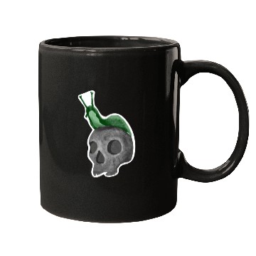 Discover Green Snail on Skull Illustration Mugs