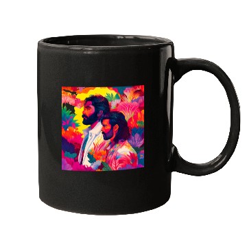 Discover Two men standing in colorful psychedelic nature Mugs