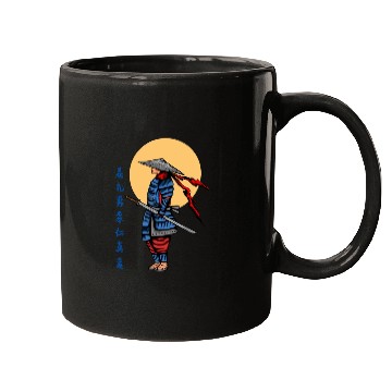 Discover Japanese samurai warrior cream moon mask Mugs